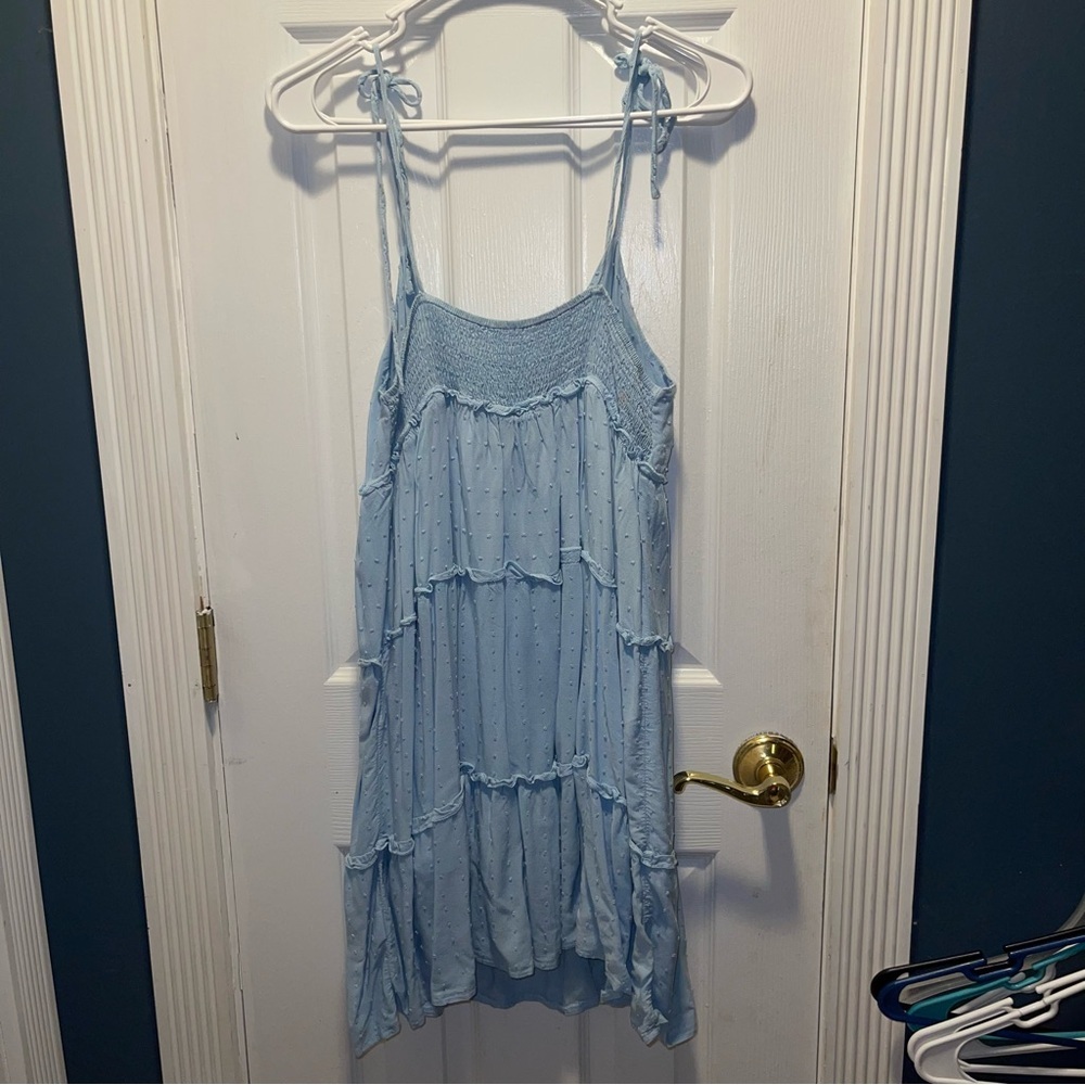 Chic Light Blue Ruffle Mini Dress - Picture 8 of 12